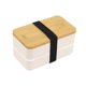 thumbnail image 4 of Recipiente Doble Capa Caja Bento Compartimentos con Tapa Bambú y Cubiertos Portátil PP Elegante Adecuada para Oficina Hogar Viajes Picnic Blanco, 4 of 9