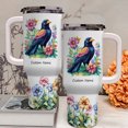 thumbnail image 3 of Custom Name 40oz Crow Tumbler with Handle & Straw - Stainless Steel Travel Cup for Girls, Women - Unique Bird Lover Gift for Holiday, Christmas or Birthday Present, 3 of 6