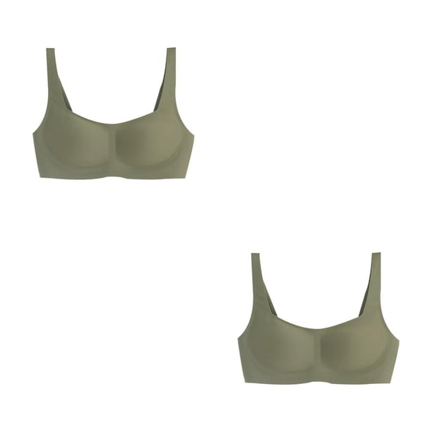 Qarigey Sujetadores sin costuras Sujetador Ropa interior Empuje Lencería Sexy Intimates Acolchado Comodidad Inalámbrico Deportes Matcha Verde verde matcha 2Conjunto