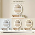 thumbnail image 3 of PULUOMIS Vanity Makeup Table LED Mirror Dressing Desk with Drawers and Storage Shelves, 3 of 7