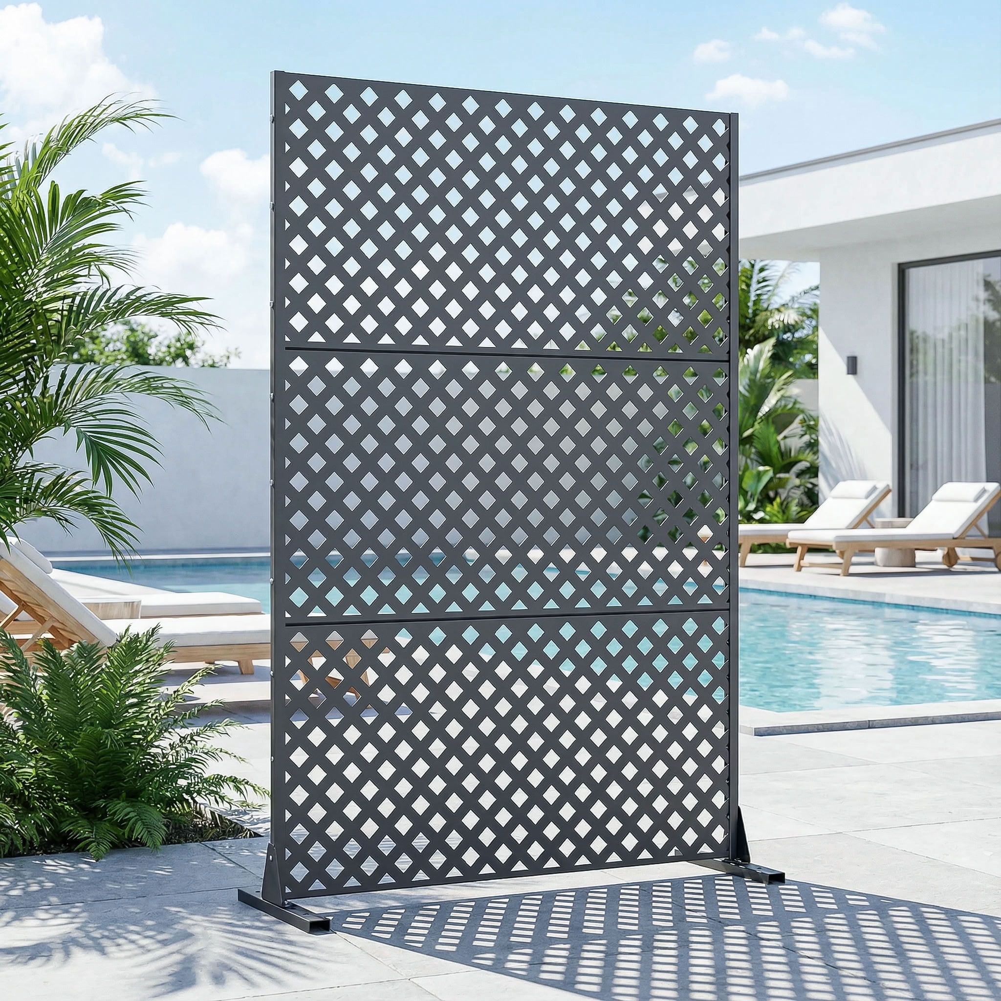MAYEERTY 72*47in Outdoor Privacy Screen, Durable Metal Privacy Fence, Deck Privacy Panel for Patio, Balcony, Garden