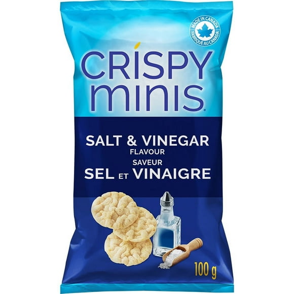 Quaker Crispy Minis Salt & Vinegar flavour brown rice chips, 100g