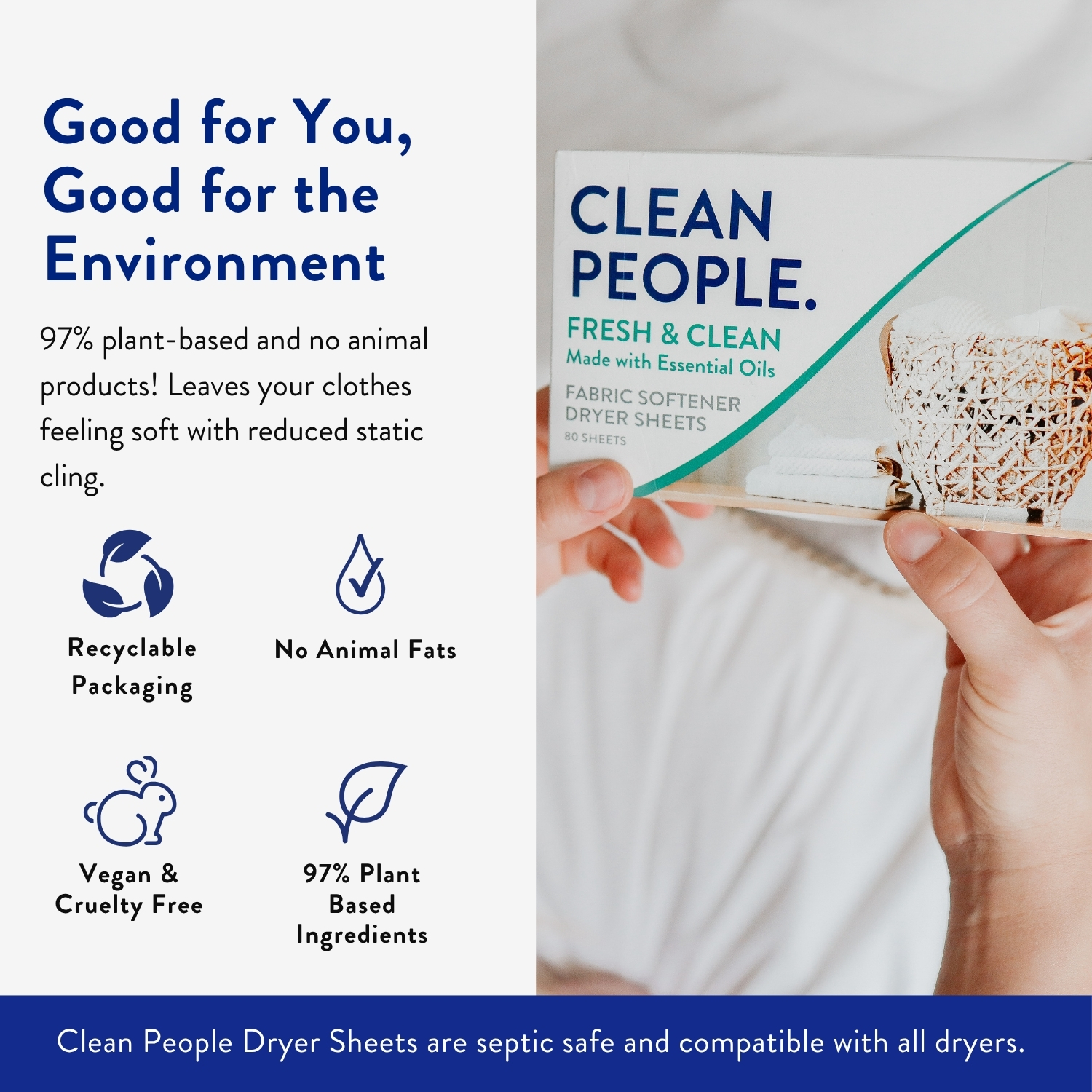 Clean People All Natural Dryer Sheets, 160 Pack photo 4