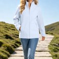 thumbnail image 2 of Kizanda Women Full Zip Outdoor Jacket with Zipper Pockets Stand Collar No Hood Outdoor Hiking Long Sleeve Blouse Fall Winter Mock Neck Casual Outerwear Top XXL, 2 of 9
