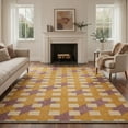 thumbnail image 2 of 2x3 Area Rug non slip backing low pile print pattern, Machine Washable Light Weight Indoor Rug for Entryway Entrance Front Door Bathroom, Houndstooth Mustard Gold, 2 of 5