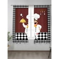 thumbnail image 2 of Kitchen Chef Sheer Curtains 2 Panels Set Black And White P Vintage Laid Knife And Fork Lihgt Filtering Rod Pocket Voile Drape, Semi Sheer Window Curtains for Bedroom Living Room, 52"x63", 2 of 5