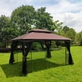 thumbnail image 6 of 13x10 Outdoor Patio Gazebo Canopy Tent With Ventilated Double Roof And Mosquito net(Detachable Mesh Screen On All Sides),Suitable for Lawn, Garden, Backyard and Deck,Brown Top, 6 of 6