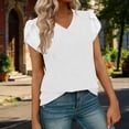 thumbnail image 6 of YFNNUP Women's Petal Short Sleeve Tunic Tops Slim Fit V Neck T Shirts Summer Solid Color Blouses Casual Tee Shrits, 6 of 10