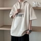 thumbnail image 3 of Camiseta de manga corta con capucha de piel de ciervo para hombre, Top de media manga versátil, marca de moda de verano, 3 of 4