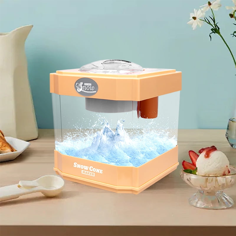 Snow Cone Maker, Tabletop Shaved Ice Machine for Slushies & Frozen Drinks, 2 Reusable Cups, Ice Scoop