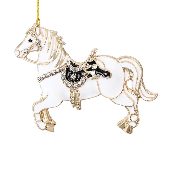 Adornos navideños con forma de caballo Decoración colgante con brillantes en forma de caballo Adorno acrílico para el árbol de Navidad para fiestas de invierno y Navidad Decoración para el hogar