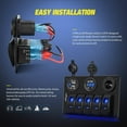 thumbnail image 3 of Nilight - 5 Gang Rocker Switch Panel Pre-Wired Aluminum Switch Panel with Dual USB Cigarette Lighter Socket Voltmeter12V-24V DC Switch Panel with Night Glow Stickers for Cars Rvs Trucks, 3 of 8