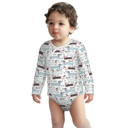 

Fotbe Dachshund Dog Puppy Pattern Unisex-baby Long-sleeve Bodysuit Long Sleeve Bodysuits One-piece 100% Organic Cotton for Infant Baby Boys Unisex-2 Years