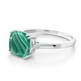 thumbnail image 3 of Gem Stone King 3.01 Ct Cushion Green Malachite with White Diamond 10K White Gold Ring (Size 8), 3 of 5