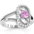 thumbnail image 2 of Split Band Lab-Created Pink Sapphire Diamond Cocktail Ring In 14k White Gold, 2 of 6