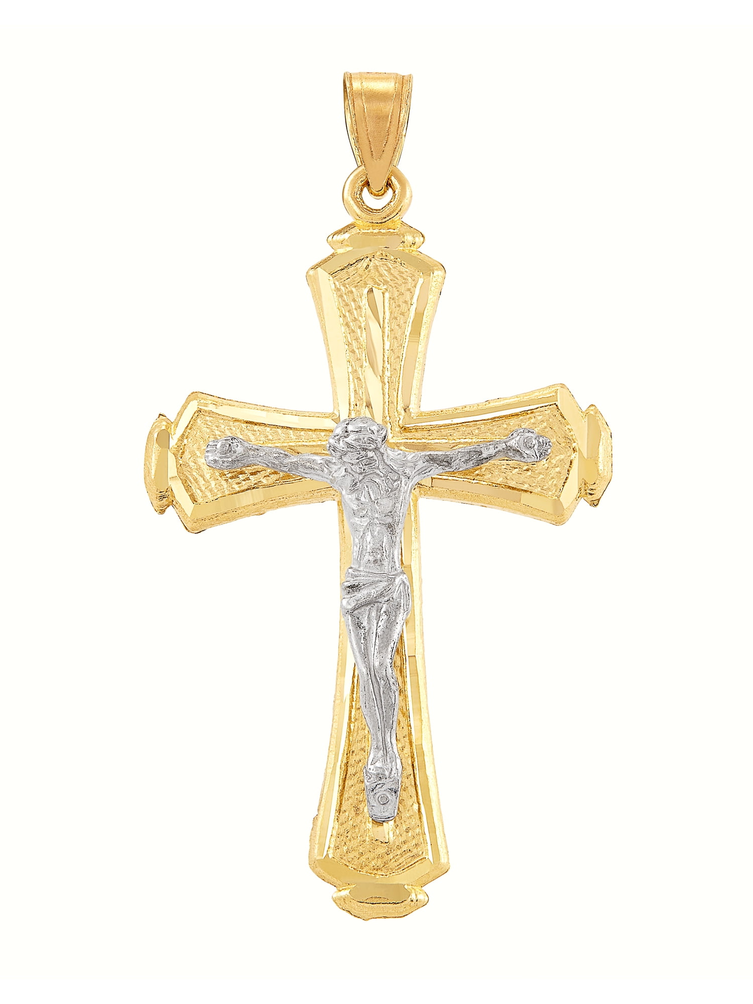 White Gold Large Crucifix Cross Charm 