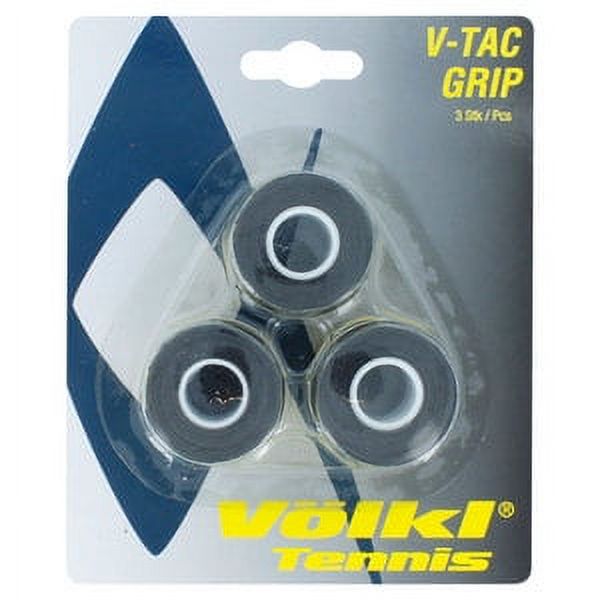 VOLKL V-Tac Grip | Overgrip | Ultra Thin | Ultra Tacky | Super Absorbent | High Performance Tennis Grip (Black, 3 Overgrips per Package)