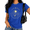 Blue, variant on White Women's Soft Vintage Boho Celestial Sun Moon Phase Cloud Graphic Short Sleeve T-Shirt Tops