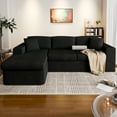 thumbnail image 2 of Walsunny Modular Sectional Sofa Couch with Chaise, No Assembly Foam Couch, Deep Seat Corduroy Sofa, Convertible L Shaped Cloud Couch for Living Room Apartment, Black, 2 of 8