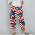 thumbnail image 3 of Roncen Women's Independence Day Printed Capri Pants - Comfortable Loose Fit Wide-Leg Trousers with Summer Style & Casual Design, 3 of 5