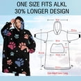 thumbnail image 4 of Oversized Wearable Blanket Hoodie,Black Dog Paw Footprint Sherpa Blanket Hoodie with Super Pockets,Super Warm Fuzzy Pullover for Women & Men, 4 of 6