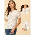 thumbnail image 2 of Blusa de Gasa Allegra K Cuello Peter Pan Manga Farol Mujer Blanco Rojo M, 2 of 4