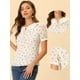 thumbnail image 2 of Blusa de Gasa Allegra K con Cuello Peter Pan y manga Farol para Mujer Blanco Rojo S, 2 of 4