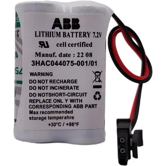 (Pack of 1) 3HAC044075-001/01 7.2V 3600mAh for ABB Robot CPU SMB Battery ABBTA521 ABB3HAC16831-1 Lithium Battery