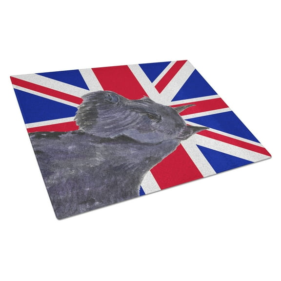 Caroline's Treasures Schnauzer with English Union Jack British Flag Glass Cutting Board Large Size