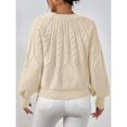 thumbnail image 4 of NMMUED Sweaters for Women Pullover Sweaters for Women Knit Sweater for Women Cable Knit Sweater Women, Beige L, 4 of 8
