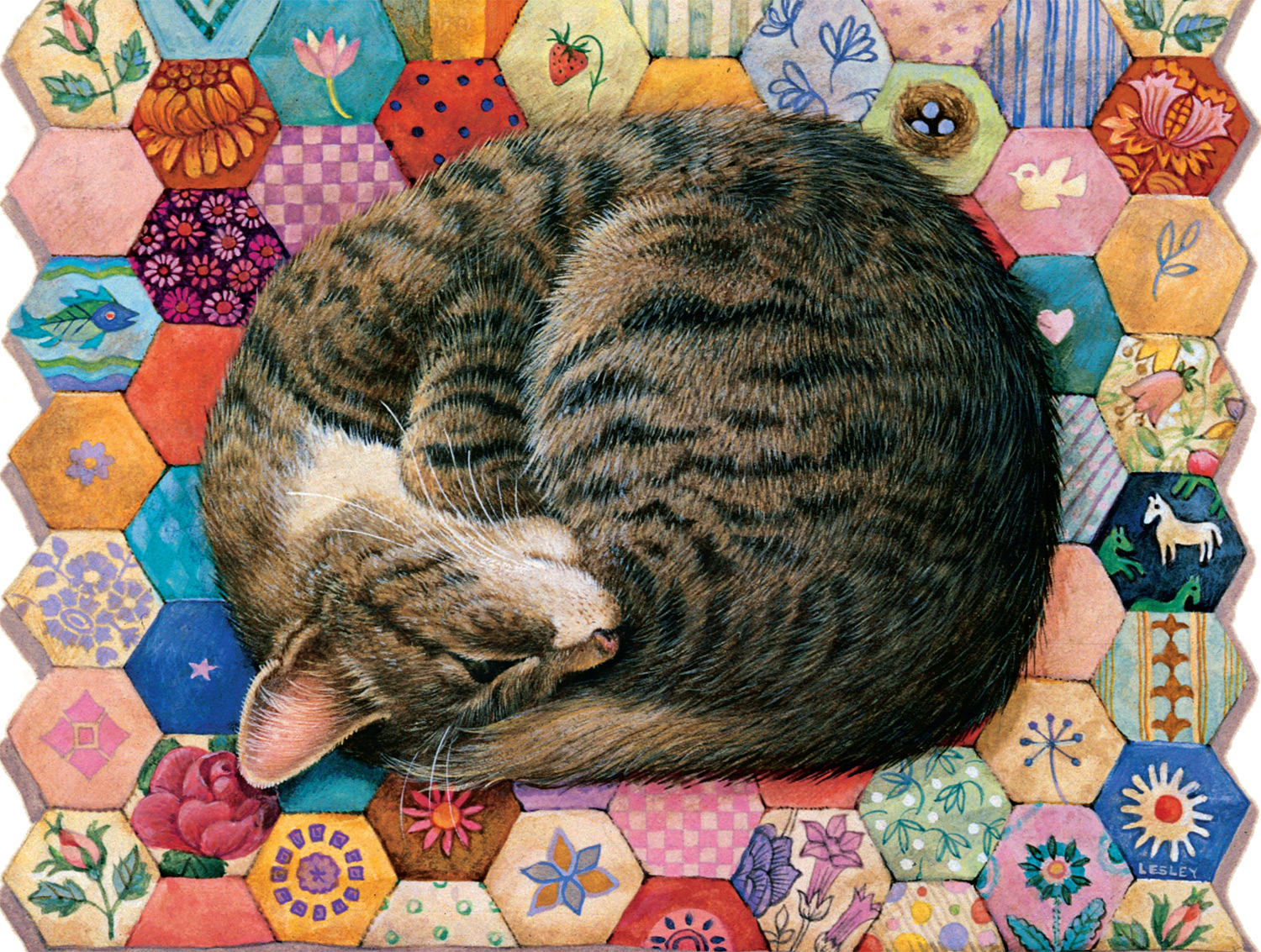 Buffalo Games – Gemma On Patchwork – Katzen-Puzzle 750 Teile, Bunte Steppdecke, 61 X 45,7 Cm