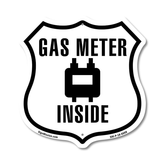 Gas Meter Inside (2 Pack) 12 inch X 12 inch Shield Shaped Commercial Grade Plastic Signs Weather Resistant Made in the USA