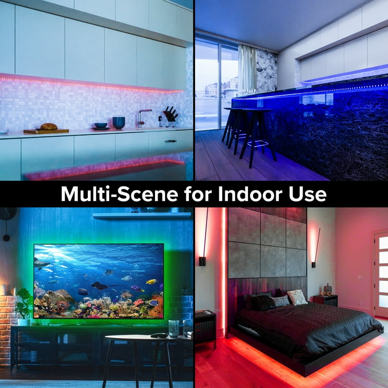 Better Homes Gardens 19.7in. 6 Watt RGB LED Indoor Under-Cabinet Tape Light Kit (4 Strip