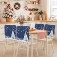 thumbnail image 2 of Navy Blue Christmas Chair Covers Set of 6 White Christmas Tree Xmas Ball Snowflakes Chair Back Covers Stretch Removable Washable Slipcovers Protector for Dining Room Kitchen Party Decor, 2 of 5