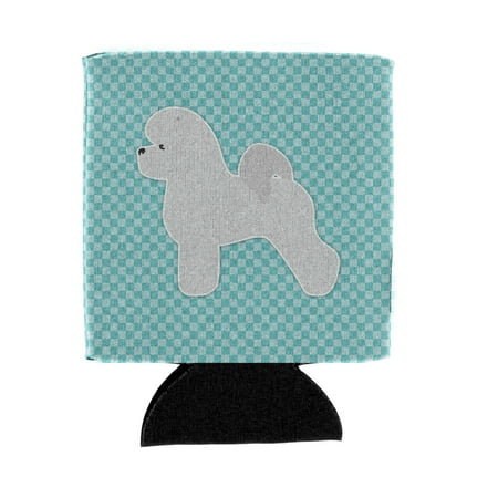 

Carolines Treasures BB3745CC Bichon Frise Checkerboard Blue Can or Bottle Hugger Can Hugger multicolor