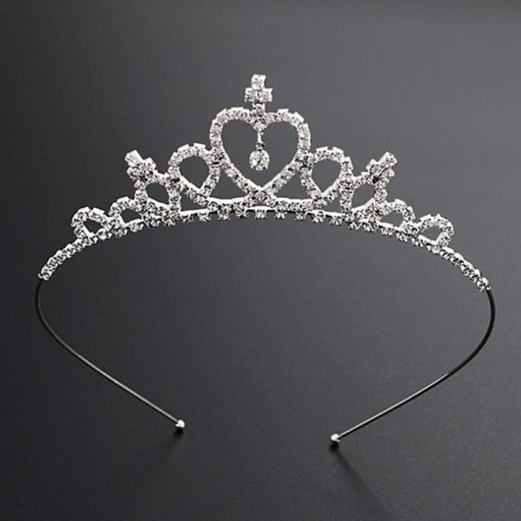 Girls Crystal Tiara Heart Rhinestone Tiara Crown Princess Crystal Headband for Kids Wedding Prom Birthday Party
