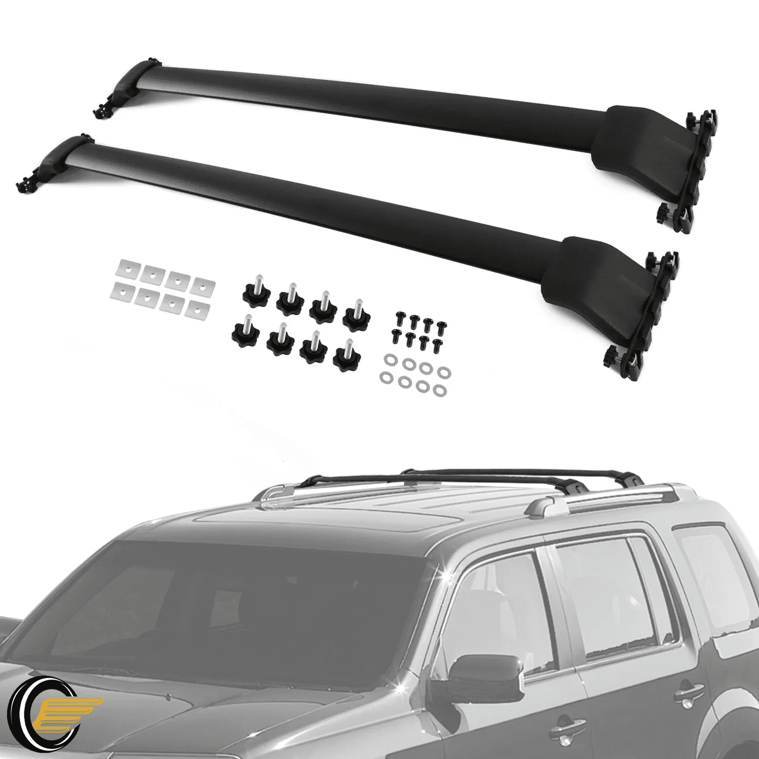 Kojem Roof Rack Cross Bars Luggage Cargo Carrier for 2009-2015 Honda Pilot Snowboard Skiboard Canoe Kayak Bike Rack 165LBS