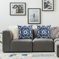 thumbnail image 3 of JRXY Navy Blue Ethnic Boho Pillow Covers 2pcs Bohemian Carpet Style Vintage Navy Flower Print Decorative Throw Pillows Outdoor Square Cushion Case Farmhouse Decor for Home Sofa Bed White, 3 of 6
