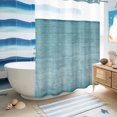 thumbnail image 6 of No Hook Shower Curtain, Vintage Teal Green Shower Curtains for Bathroom with See Through Top Window, Modern Abstract Retro Art Waterproof & Washable Bath Curtain Stall 48"x72", 6 of 9