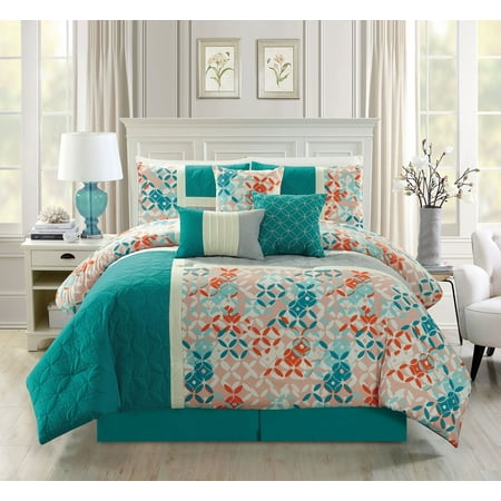 coral and teal floral crib bedding