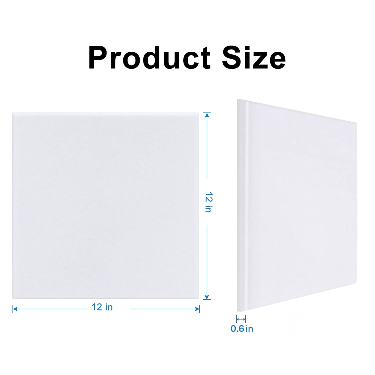 Sound Absorbing Noise Dampening Acoustic Self-adhesive Panel Wall Treatment 9" x 9" x 0.4", White Square, 12-pack
