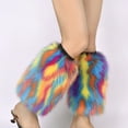 thumbnail image 4 of Milue Women Colorful Faux Fur Leg Warmer Boots Shoes Cuffs Sleeves Knee Length Socks, 4 of 17