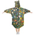 thumbnail image 2 of FORMRS Wearable Blanket Hoodie with Sleeves for Kids Cozy Flannel Sweatshirt, Green Floral Garden, 2 of 7