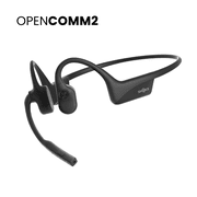 Open Box SHOKZ OpenComm2 - Open-Ear Bone Conduction Headphones, Wireless Bluetooth Computer Headsets with Noise Canceling Mic and Mute Button for Work, Call, Meeting, 16 Hours Talk Time for Mobile & PC, Black