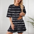 thumbnail image 2 of HUJlwoi Women 2 Piece Pajama Sets Fashion Striped Short Sleeve Sleep Shirt with Shorts Pj Set Loungewear Casual Sleepwear, 2 of 7