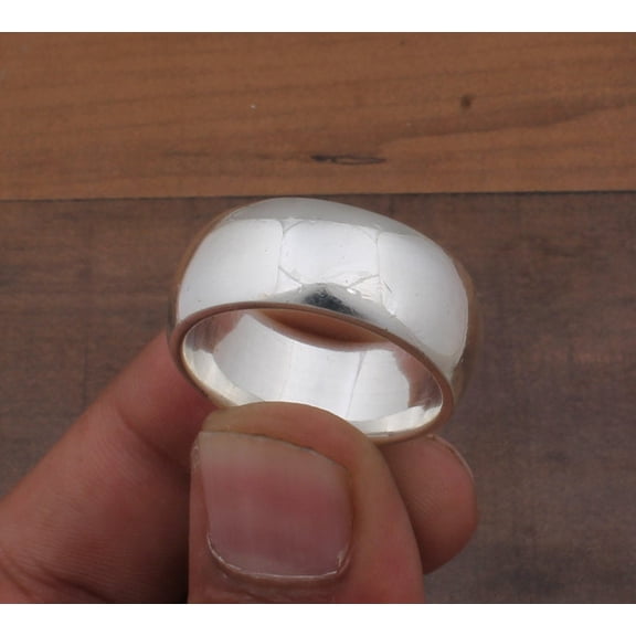 Boho Smooth Plain Sterling Silver With 925 Stamped Purity Band Ring For Men Women, Handmade Simple Band Ring Gifts For Mother's Day Idea