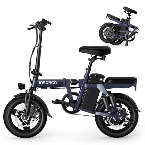 INSDRGN 14" Electric Bicycle for Adults and Teenager, Folding Electric Bike with 750W Motor, 768Wh Removable Battery, 20MPH, 35 Miles Range, Commuting Mini E Bikes, UL2849, Blue