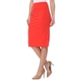 thumbnail image 2 of Women's Casual Elastic Band High Waist Stretch Office Work Solid Midi Skirt, 2 of 5