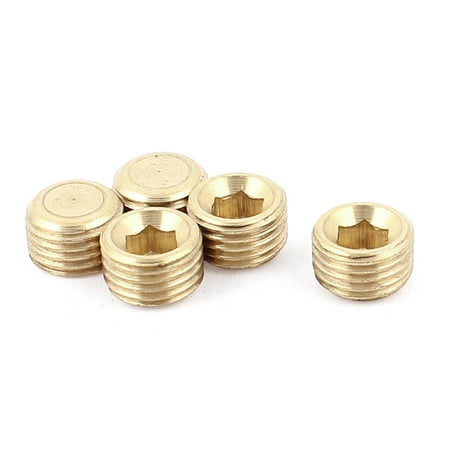 - 1/4BSP Male Thread Copper Hex Socket Head Pipe Plug Coupling Adapter 5pcs