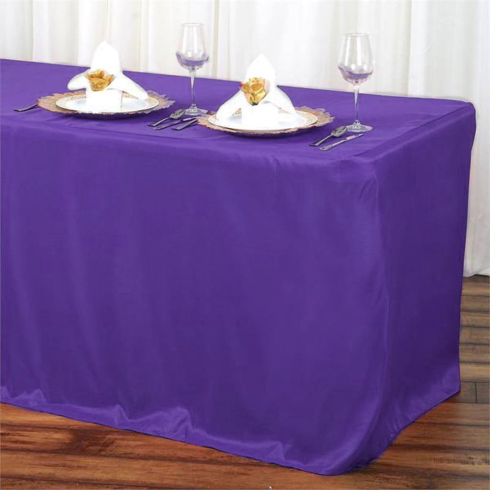 Efavormart 6FT Fitted Polyester Rectangular Table Cover for Wedding